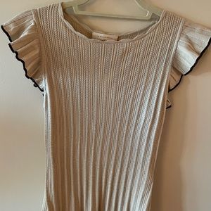 Sezane Nathan Knit short sleeve Moka XS $65 Ruffled sleeve NWT New with tags